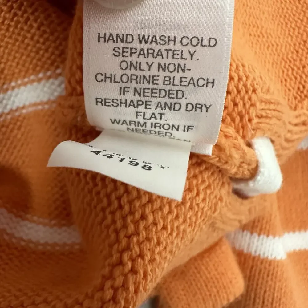 J Jill Sweater Womens XL Orange Striped Knit Boxy‎ Ties Casual Lagenlook Stretch